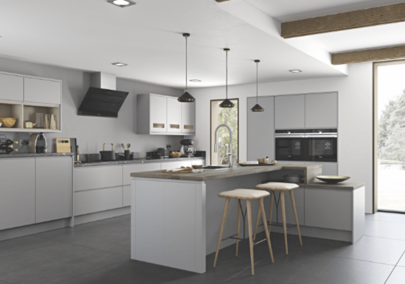 pale-grey-kitchen-with-wooden-beams What's Included in a West Bridgford Fitted Furniture Project